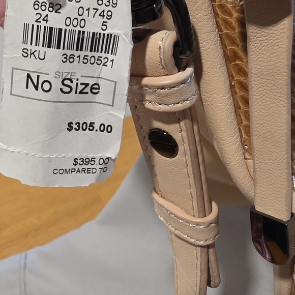 Vintage Badgley Mischka Tan & Gold Chevron Snakeskin Leather Crossbody Bag. NWT - Picture 12 of 15